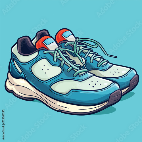 Running shoes vector color cartoon illustration.