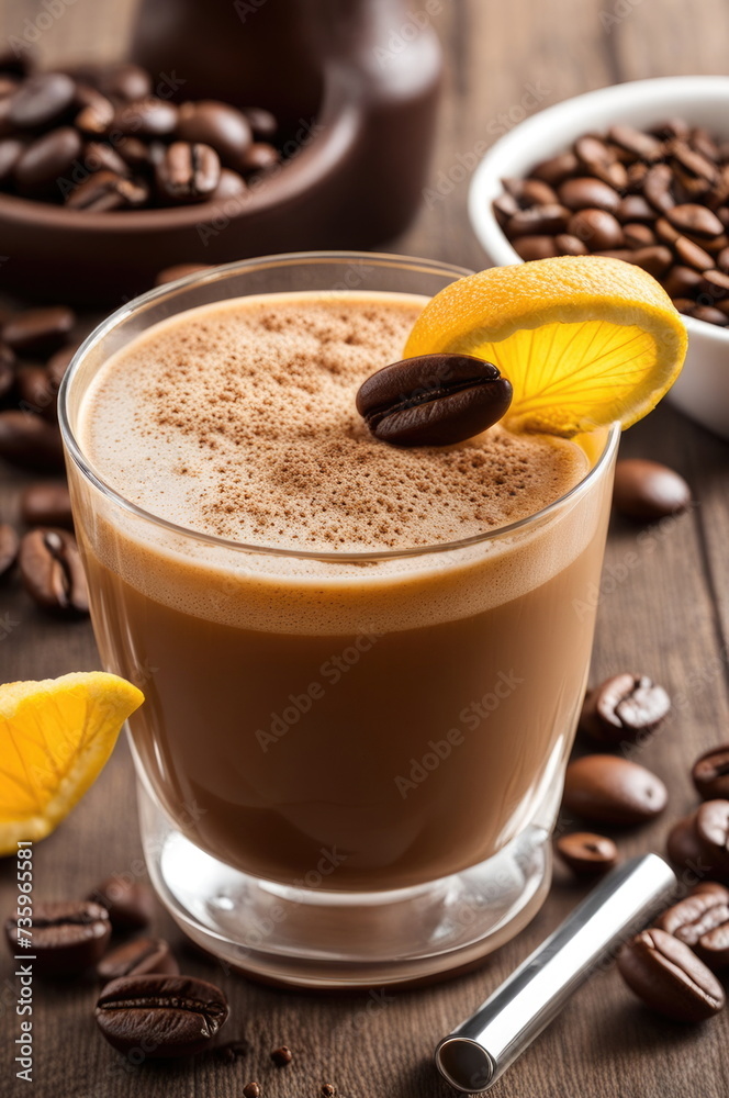 Steaming Irish Coffee in Clear Mugs with Coffee Beans on Wooden Surface Steaming Irish Coffee in Clear Mugs with Coffee Beans on Wooden Surface