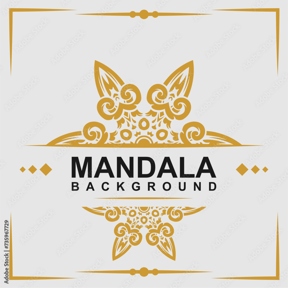 Golden frame with mandala background Golden frame with mandala background