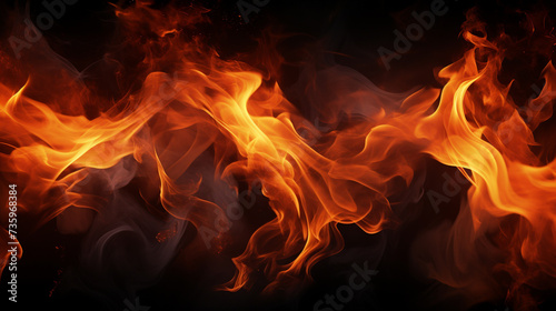 Fire flames on dark black background © Graphic