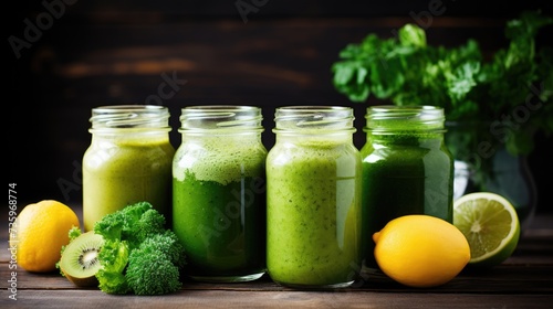 Fresh green smoothies prepared as part of a detox program