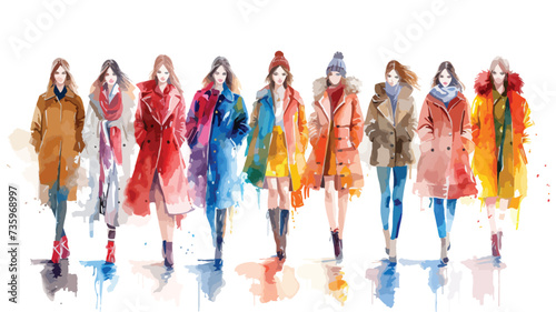 Autumn fashion clothes. A group of models of girls.Autumn fashion clothes. A group of models of girls.