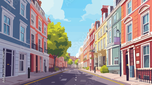 Cartoon city street vector isolated on background.
