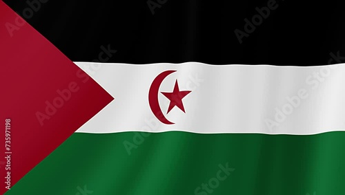 Sahrawi Arab Democratic Republic Waving Flag. Realistic Flag Animation. photo