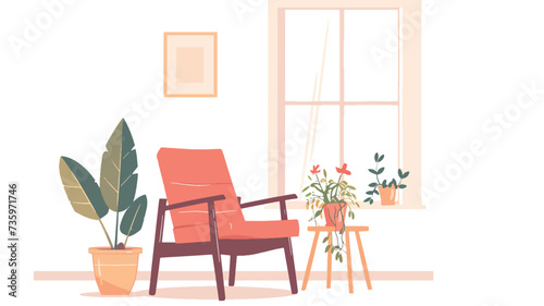 Vector interior in flat style cute illustration.