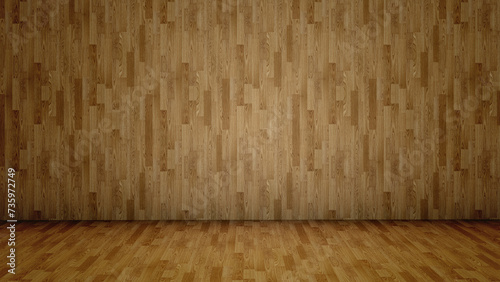Fototapeta Naklejka Na Ścianę i Meble -  Conceptual vintage or grungy brown background of natural wood or wooden old texture floor and wall as a retro pattern layout. A 3d illustration metaphor to time, material, emptiness,  age or rust