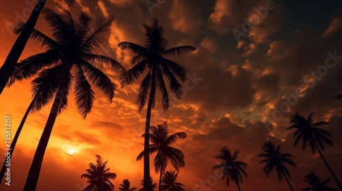 Silhouette palm tree at sunset
