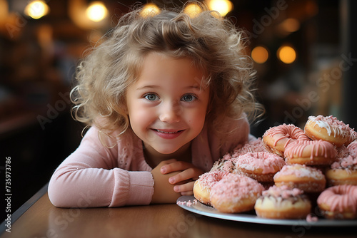Portrait of a little girl with a plate of muffins