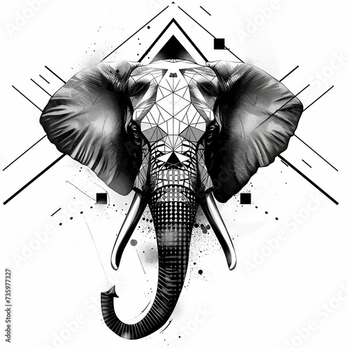 Tattoo design in flat vector style - geometric elephant