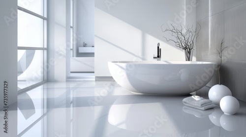 Clean and Sleek International Style Bathroom with White Walls