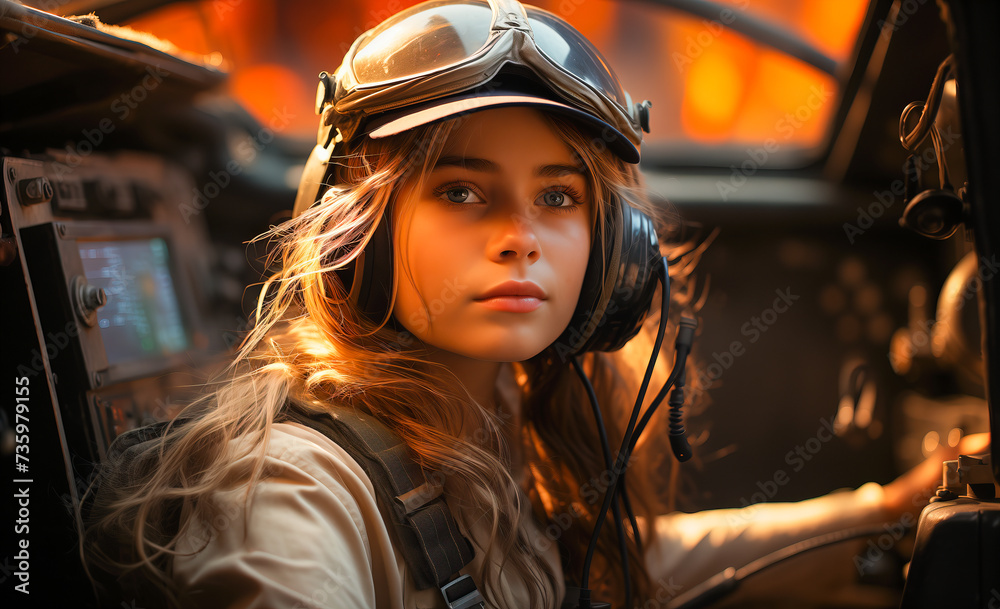 Woman Wearing Helmet and Goggles Sitting in Plane