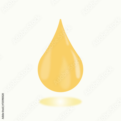 A liquid drop of oil on a light colored background.