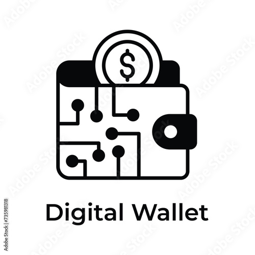 Trendy icon of digital wallet, online payment, ewallet, business and finance vector