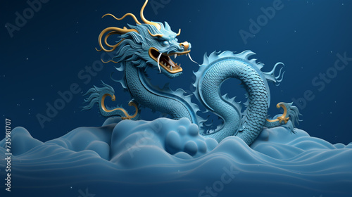 Celebrating 2024  Year of the Azure Dragon  Discover Zodiac-Inspired Imagery for a Prosperous Lunar New Year on a Blue Canvas