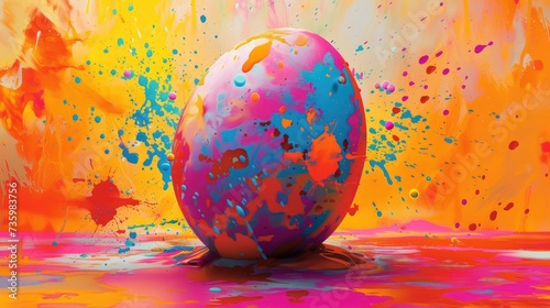 Vibrant Easter Egg Designs with Explosive Pop Art Influence, Ideal for Eye-catching Postcards