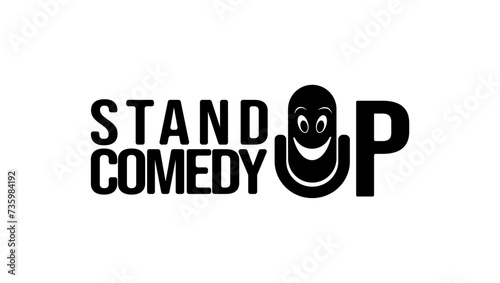 Stand up comedy sign, black isolated silhouette photo