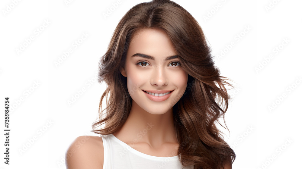 Portrait of a beautiful young woman with smiling looking at camera Isolated on white background. Portrait of a beautiful young woman with smiling looking at camera Isolated on white background.