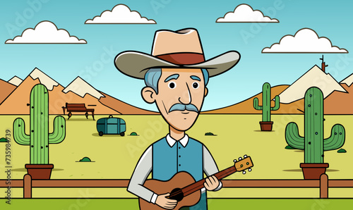 A middle aged cowboy who has spent his entire life working on a ranch in Texas, but secretly dreams of becoming a professional musician.
