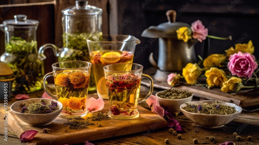 Healing Herbal Teas Depict a soothing cup of herba AI generated