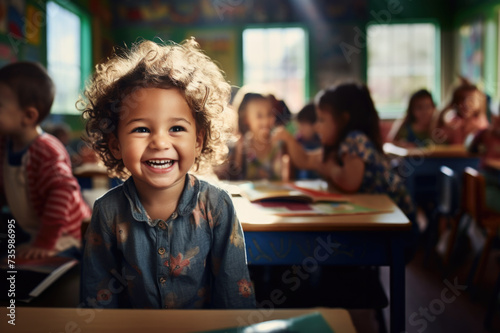Happy children in classroom