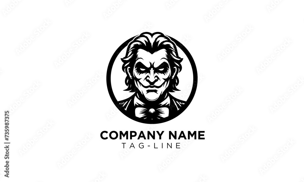 joker mascot logo icon , black and white angry joker mascot logo icon , joker head mascot