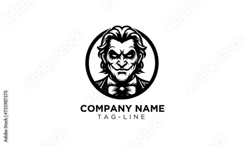joker mascot logo icon , black and white angry joker mascot logo icon , joker head mascot photo