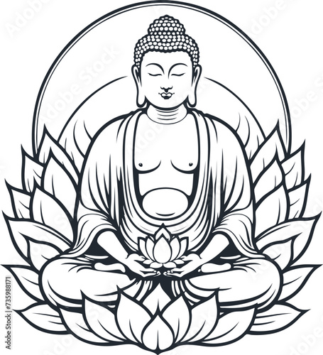 Buddha and lotus, vector illustration	