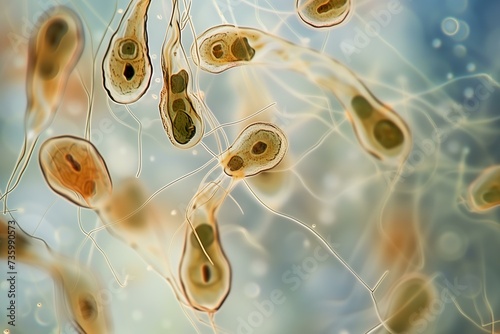 microscopic macro view of giardia parasites in human gut