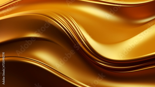 Elegant 3D Golden Metallic Forms: Captivating Liquid Gold Essence