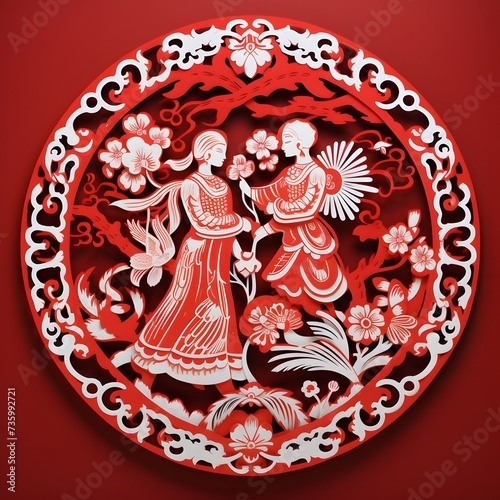 Double Happiness(Chinese traditional paper-cut art) 