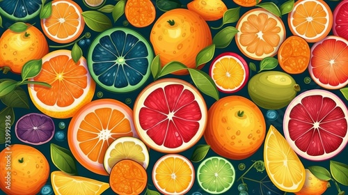 Vibrant Citrus Fruits Illustrate various citrus fr AI generated