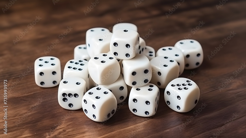 Game of chance concept. Gambling devices. White dice on rustic wooden board. Copy space for text.
Game of chance concept. Gambling devices. White dice on rustic wooden board. Copy space for text.