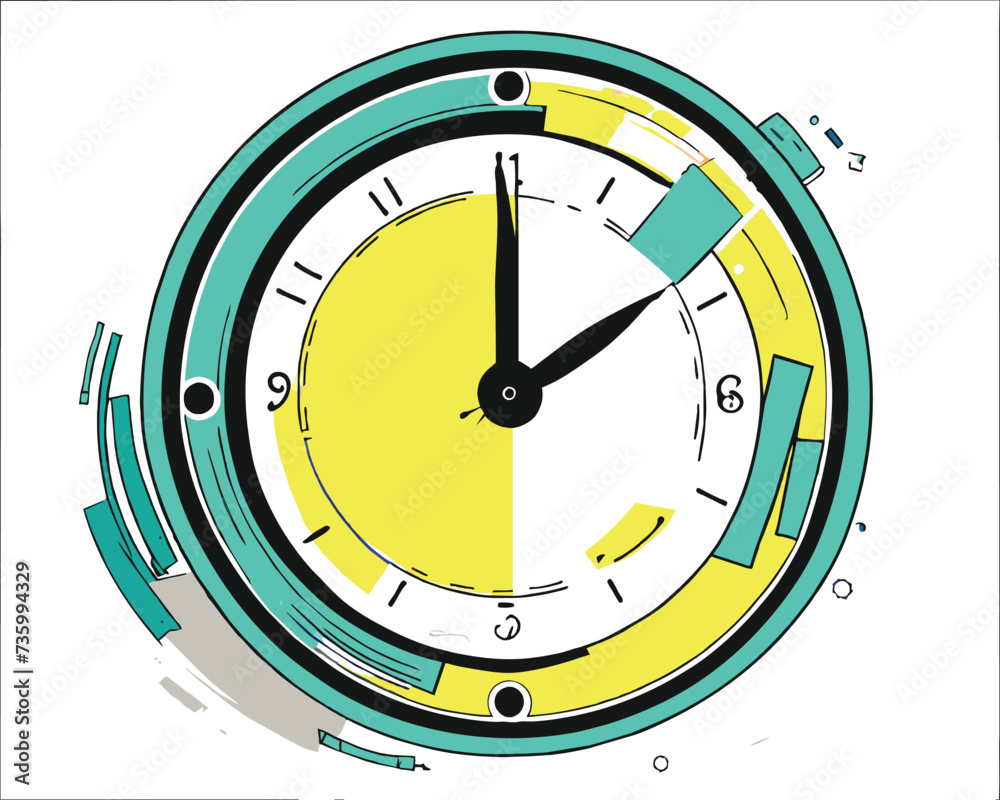 illustration of a wall clock showing office hours. vector isolated on ...