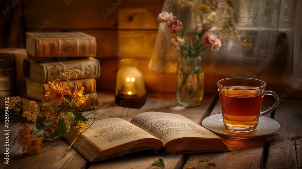 still life with book and candle
