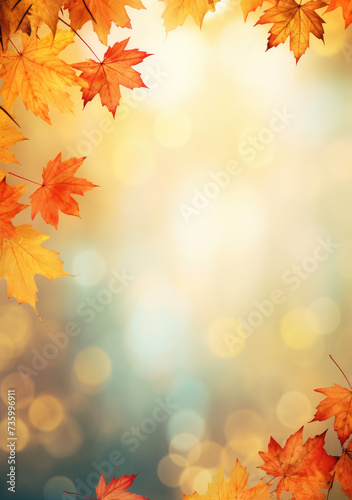 Golden Season  Framed Maple Leaves in Autumn Light 
