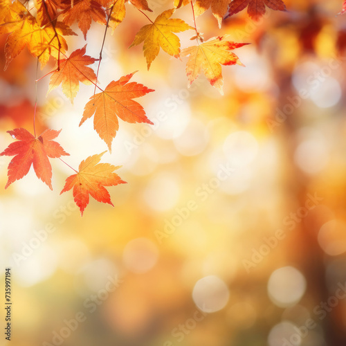 Golden Season  Framed Maple Leaves in Autumn Light 