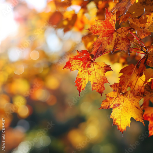 Maple Majesty  Autumn Leaves Frame in Nature s Bokeh 