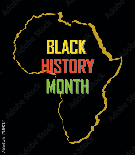 Vector of the Month of black history on a black background. The festive heritage of the African continent. Pride. A banner of a vector illustration. 