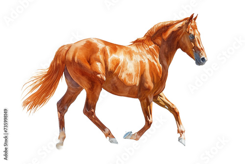 Chestnut Majesty: Showcase the Majestic Chestnut Horse Against a Transparent Background, Emphasizing Its Striking Coloration and Regal Presence in a Classic Composition.
