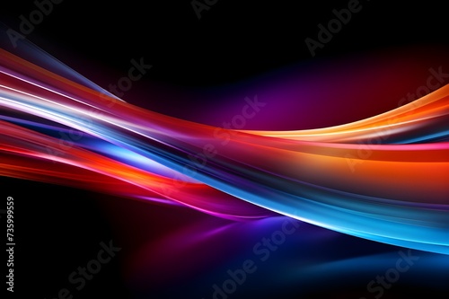 Blurry glowing wave and neon lines abstract 3d wallpaper background generative ai