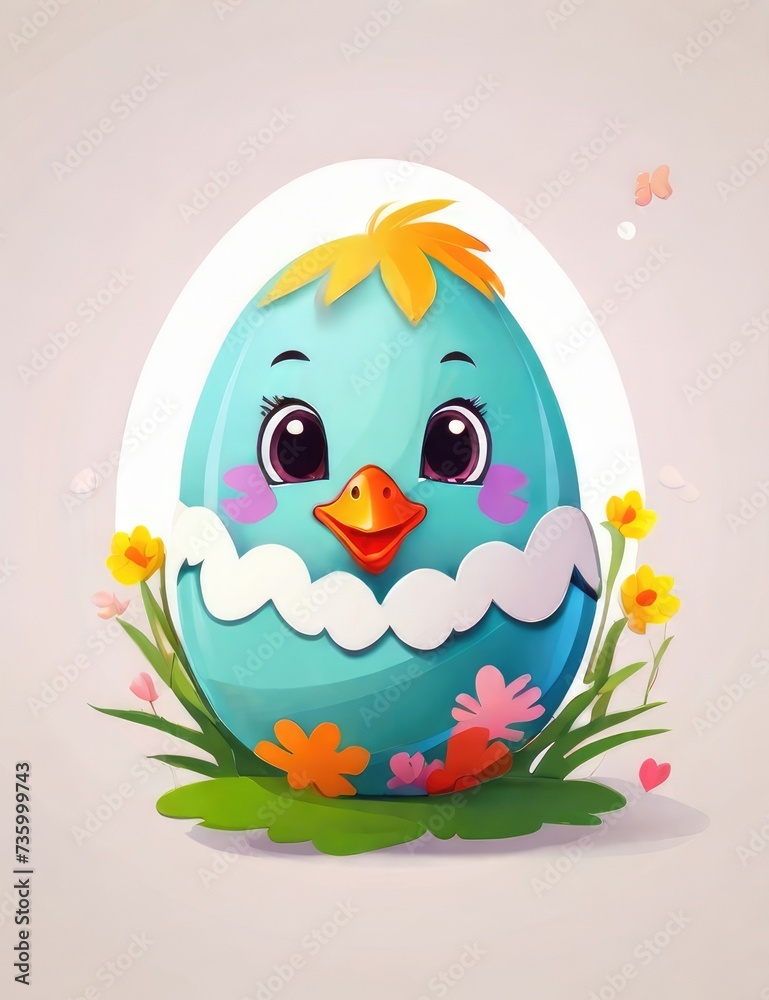 Easter Joyful Jubilee: Colorful Chick Cartoon Parade