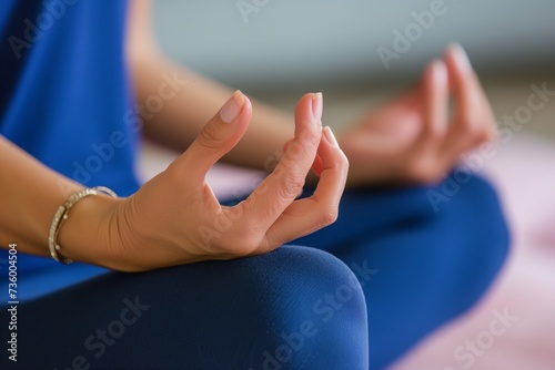 closeup of womans hands in anjali mudra during meditation