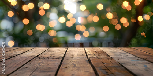 Natural Wooden Table with Blurred Bokeh Background, Rustic Wooden Table with Blurred Bokeh Background - Ai Generated