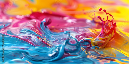Mesmerizing Acrylic Colors in Water, Vivid Acrylic Colors Mixing in Water, Dynamic Acrylic Colors Splashing and Mixing in Water - Ai Generated