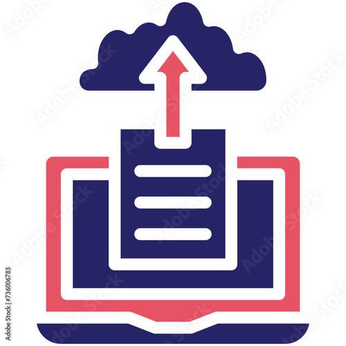 Upload File on Cloud vector icon illustration of Work from Home iconset.