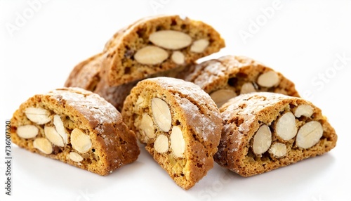 cantucci biscuits italian almond cookies isolated on white background