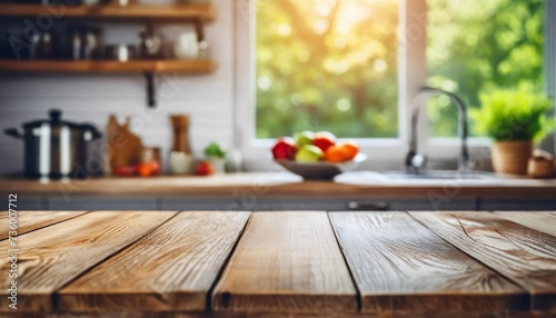 table top on defocused kitchen background generative illustration