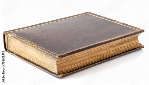 closed old book notebook isolated on white background top view