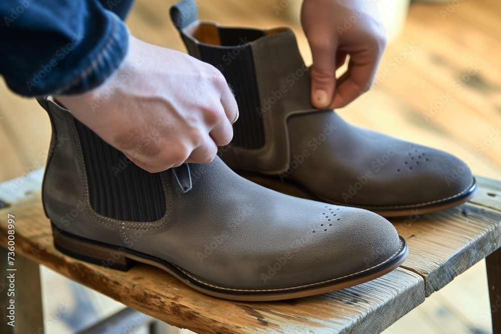 fitting new elastic sides to a pair of chelsea boots