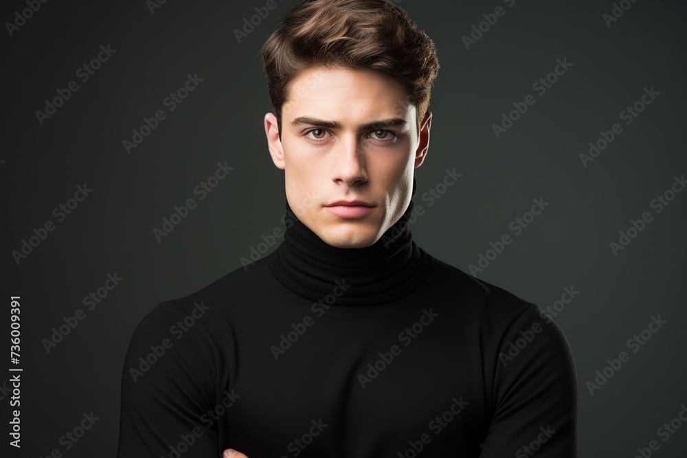 Handsome Man in Black Turtleneck Portrait
Handsome Man in Black Turtleneck Portrait